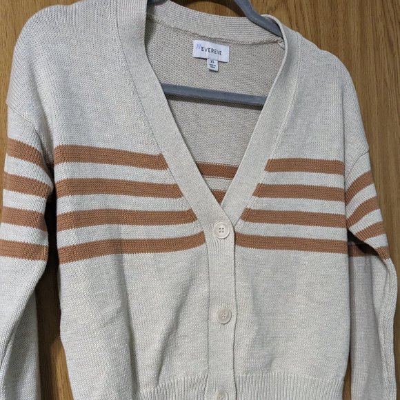 NWOT Evereve Cotton Striped Cardigan size xs - Picture 1 of 6